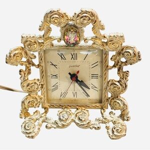 VTG Guildcrest NY Telechron Electric Alarm Clock – Ornate Rococo Gold Gilt Frame